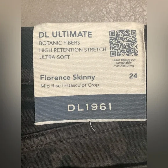 DL1961 Women Green Camo Florence Skinny Mid Rise Instascupt Crop Jeans NEW Sz 24 - Picture 4 of 9